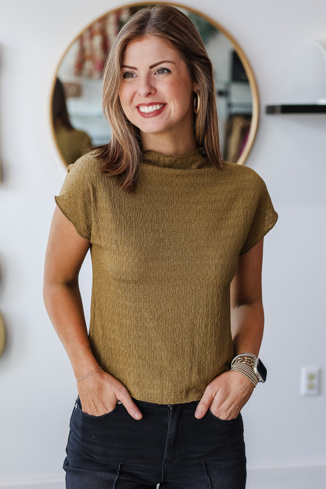 Scrunch Shell Top - Olive