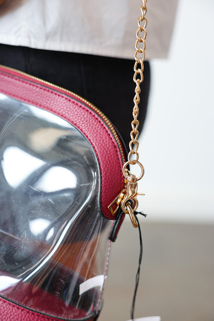 Sienna Clear Stadium Bag - Wine