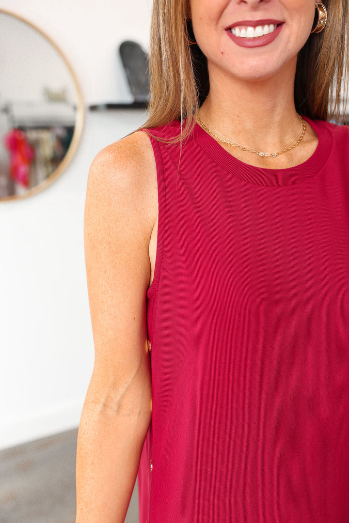 Studded Midi Dress - Red