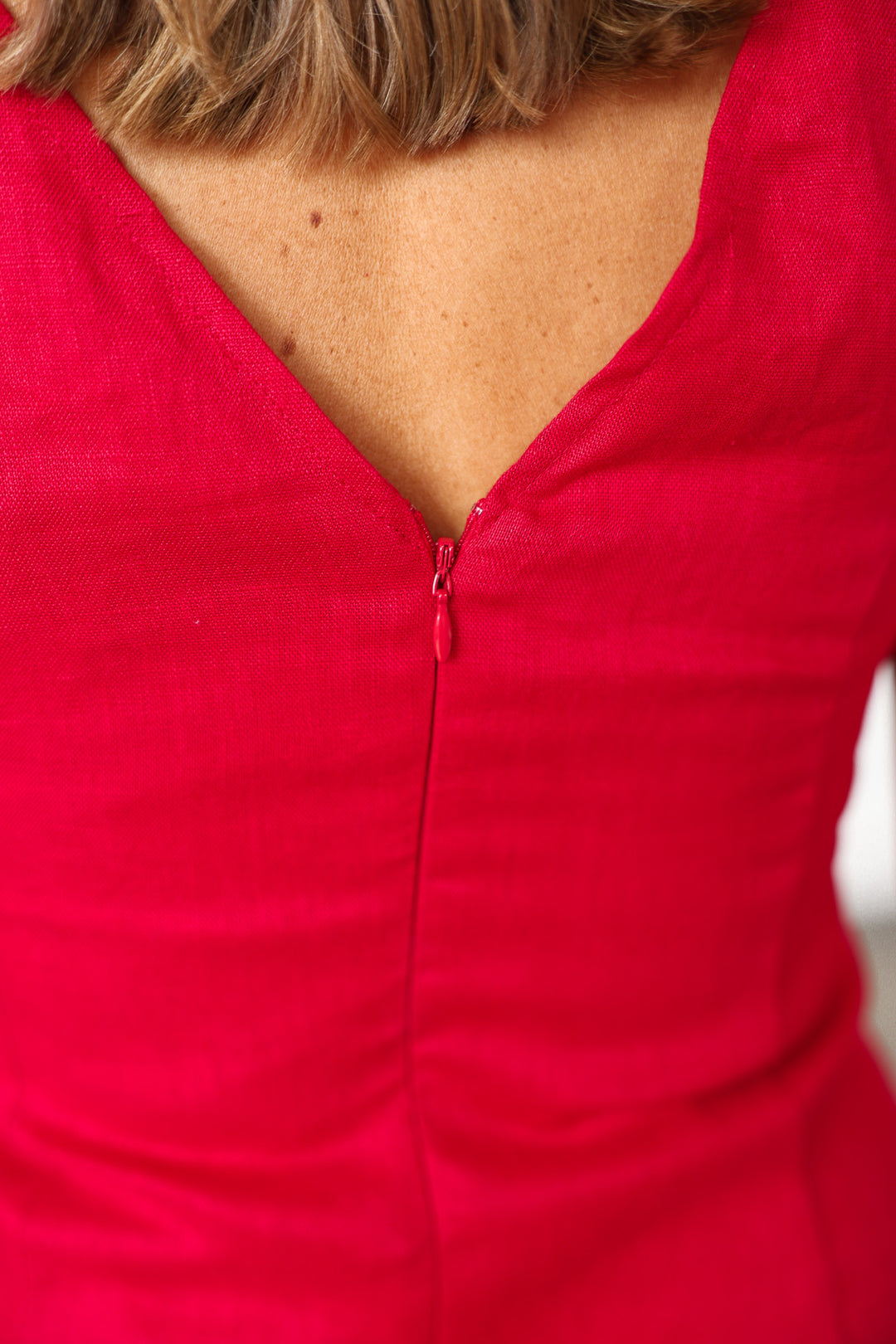 Drop Waist Mini Dress - Red