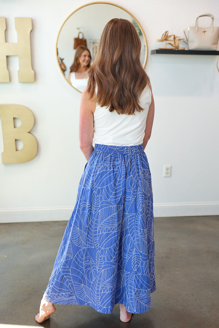 Printed Midi Skirt - Blue