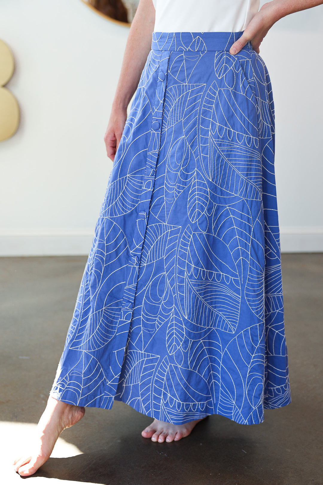 Printed Midi Skirt - Blue