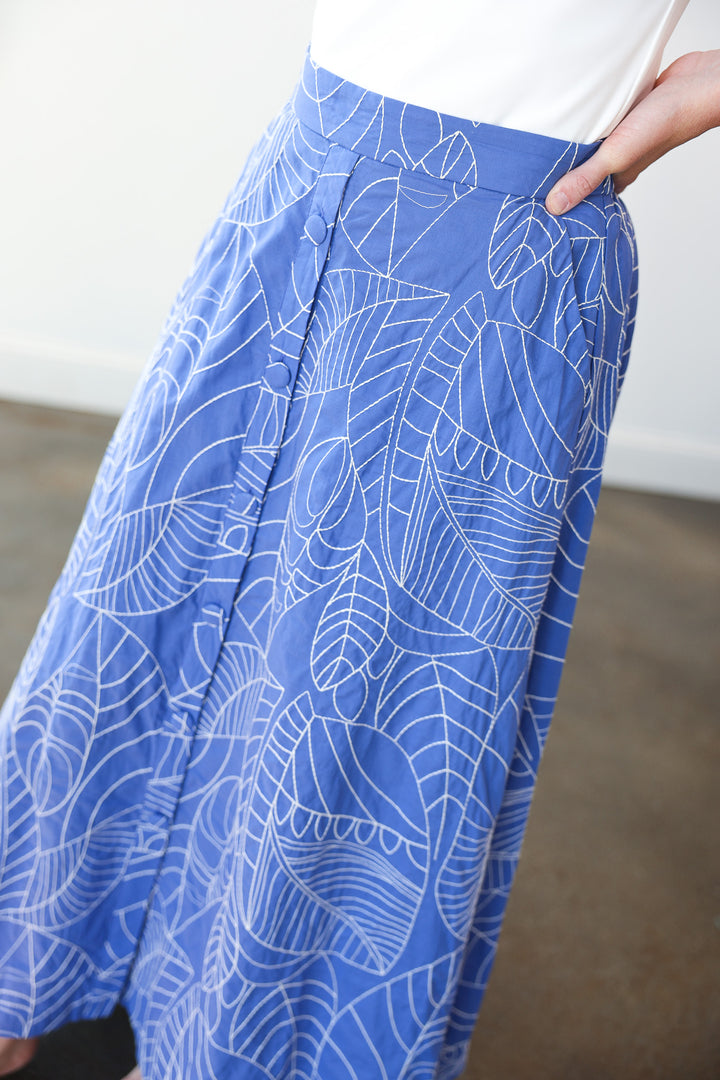 Printed Midi Skirt - Blue