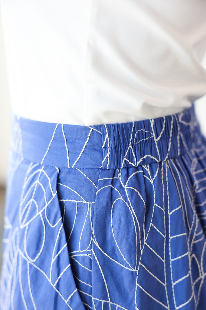 Printed Midi Skirt - Blue