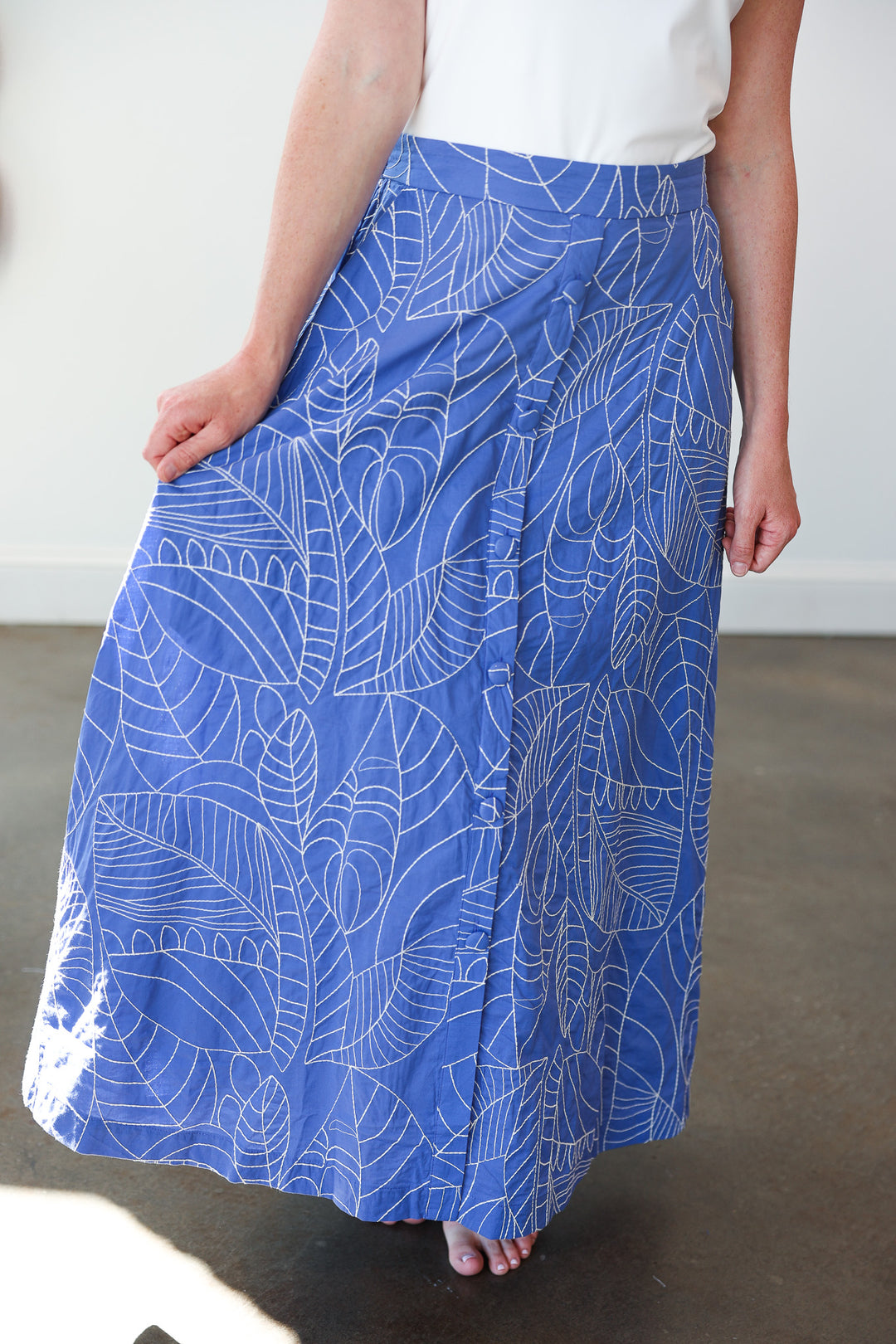 Printed Midi Skirt - Blue