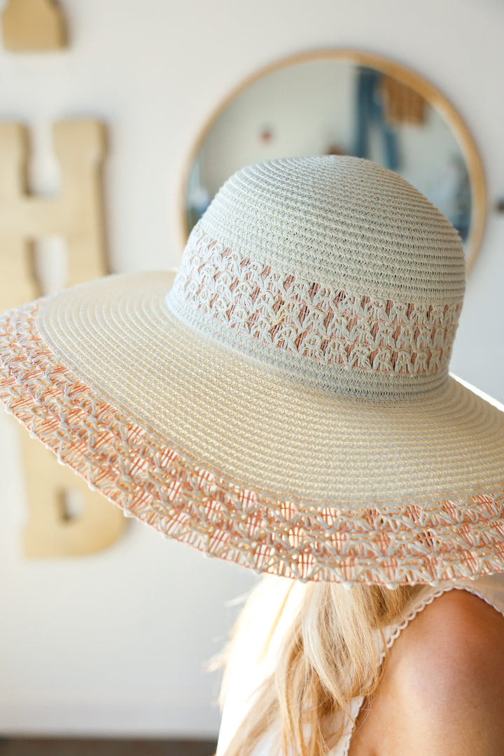 Straw Sun Hat - Cream/Pink