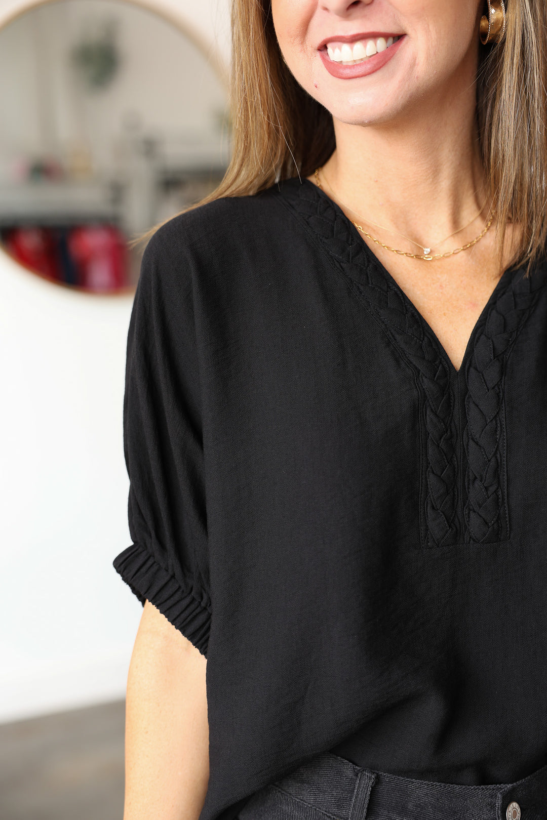 Braided Detail Top - Black
