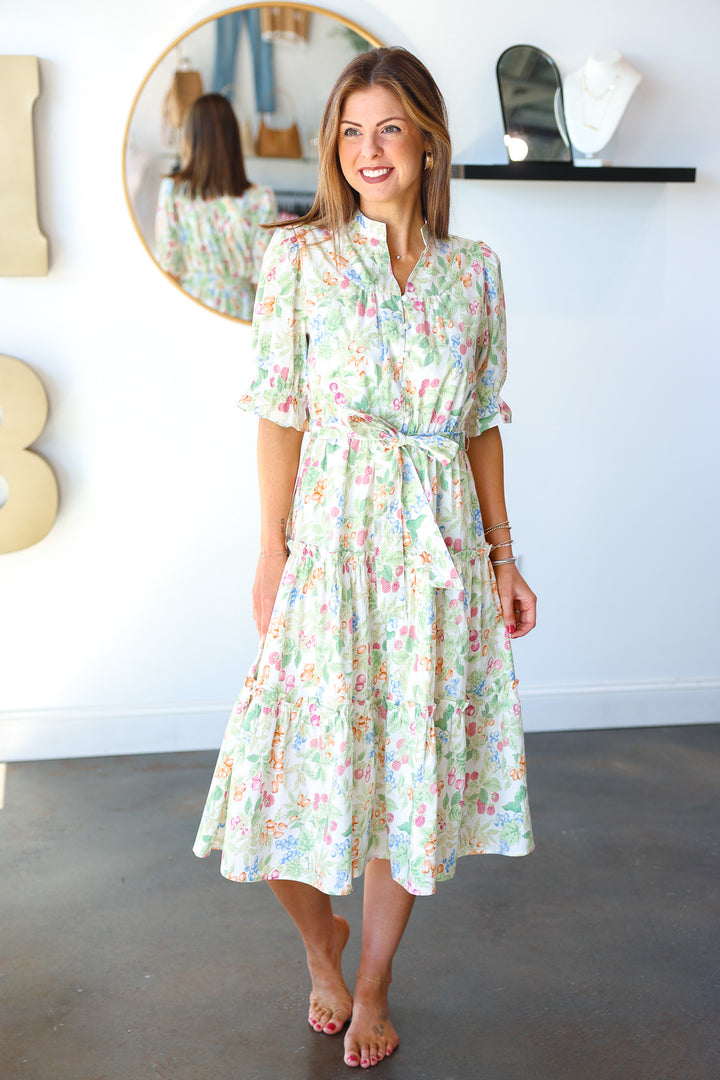 Button Front Floral Dress