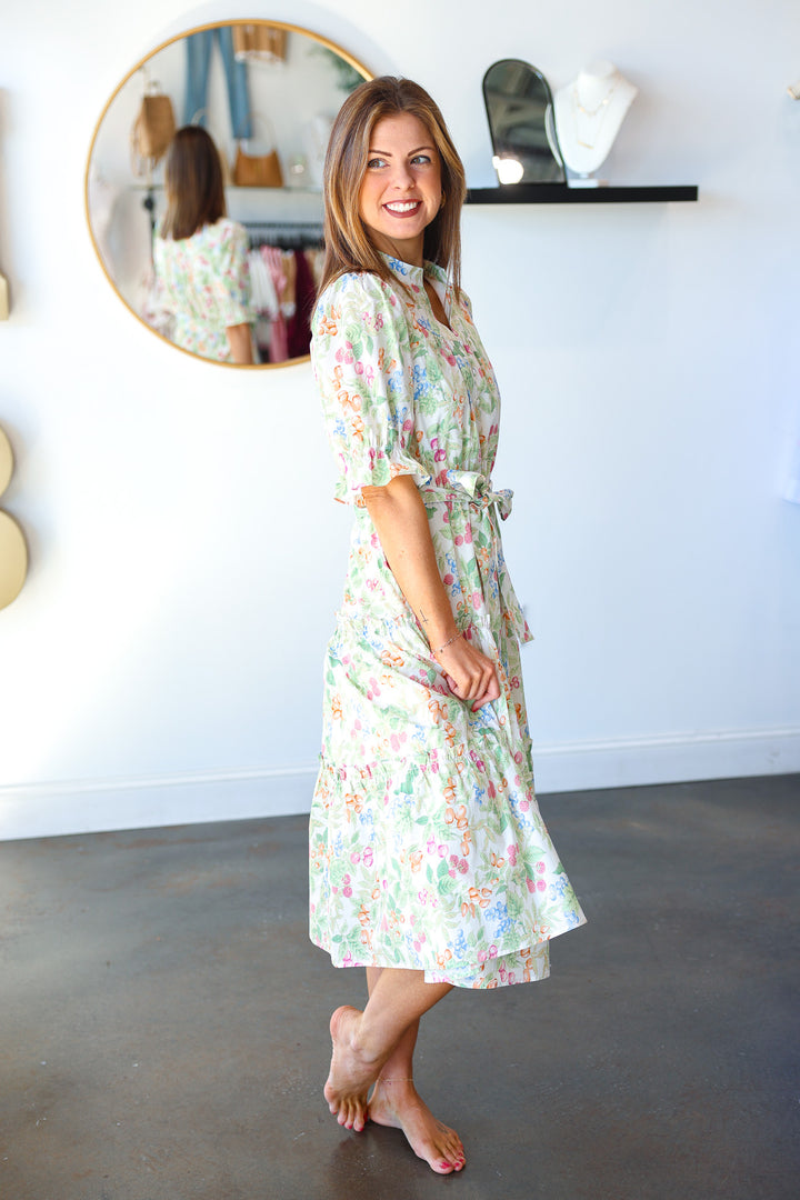 Button Front Floral Dress