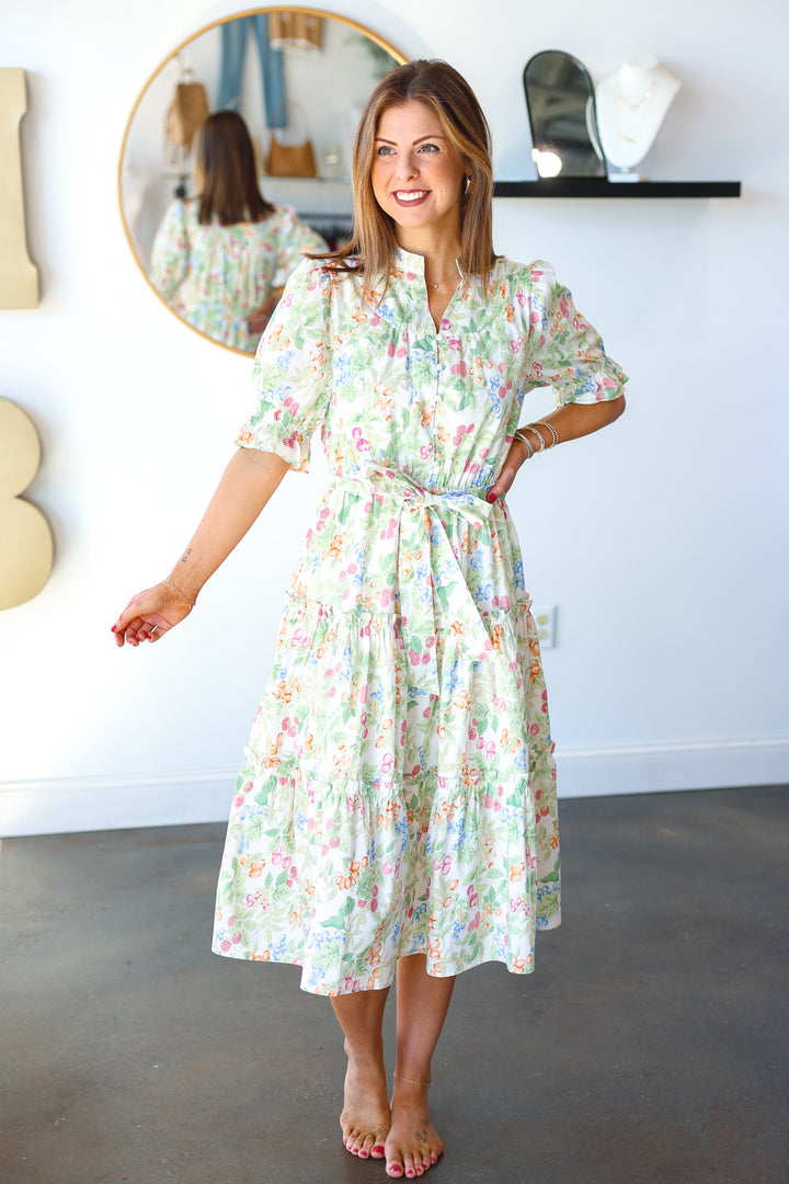 Button Front Floral Dress