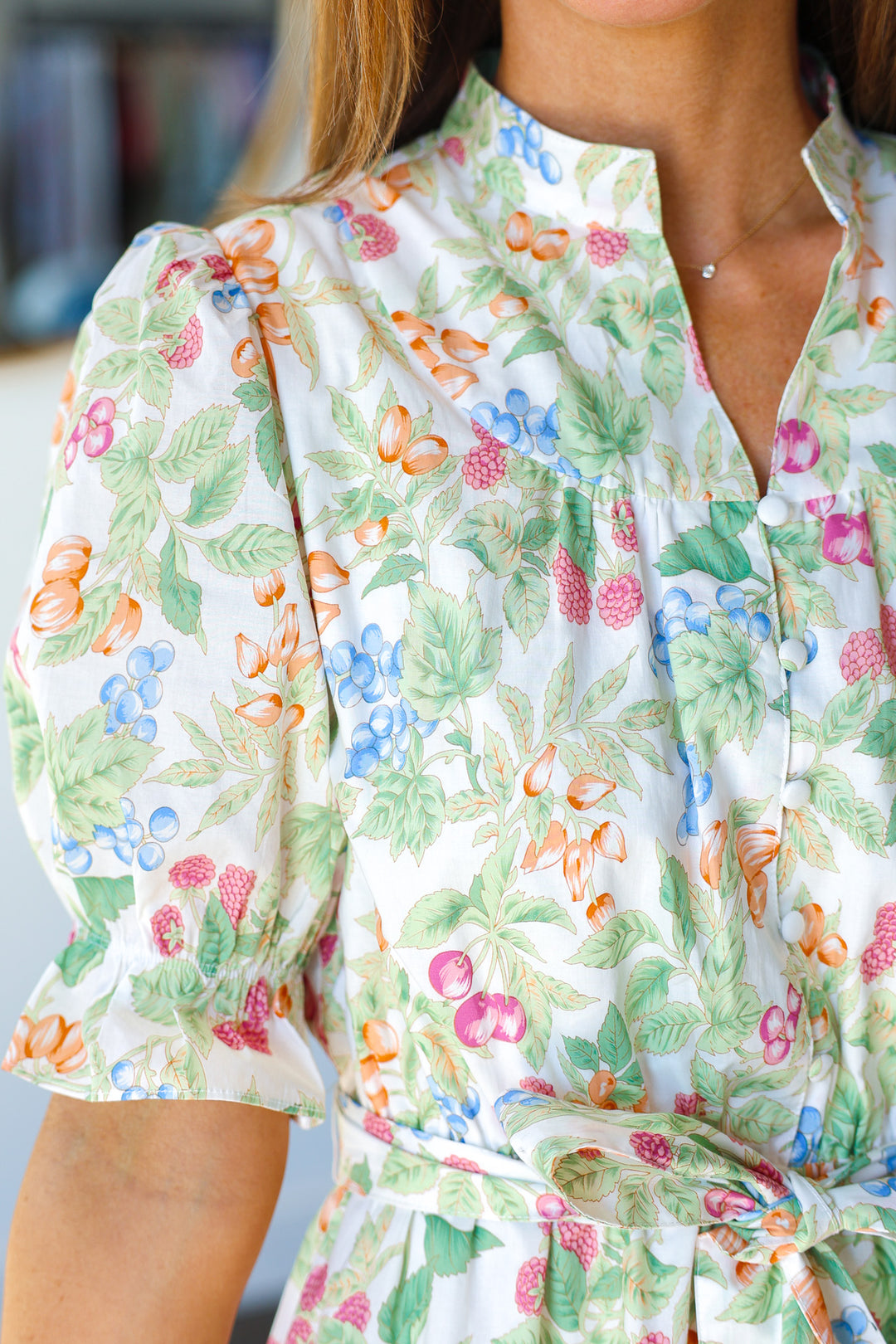 Button Front Floral Dress