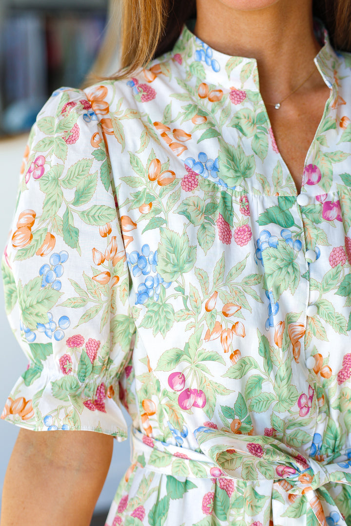 Button Front Floral Dress