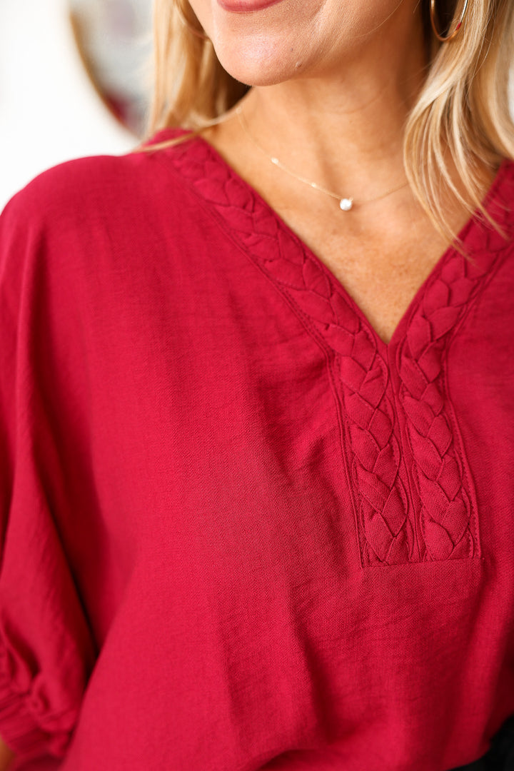 Braided Detail Top - Garnet