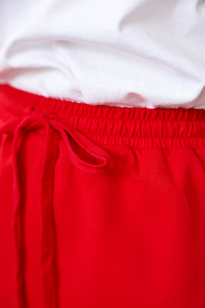 Scalloped Hem Skirt - Red
