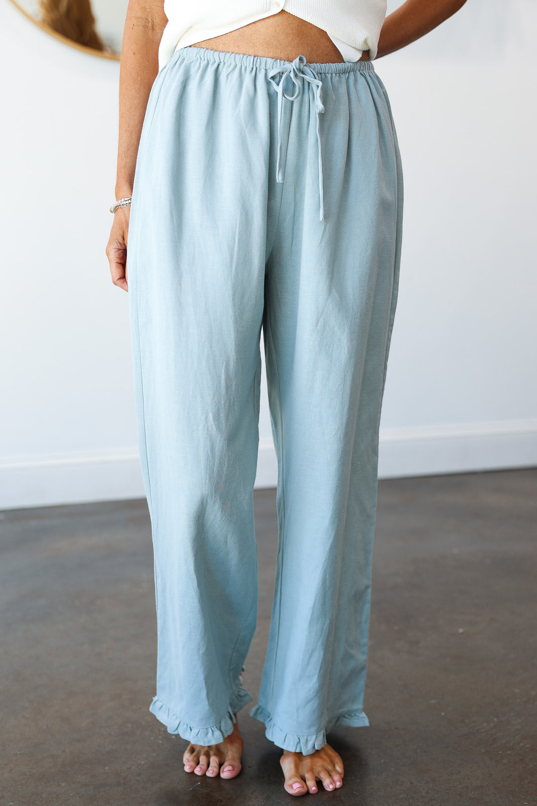 Ruffle Hem Pants - Sage
