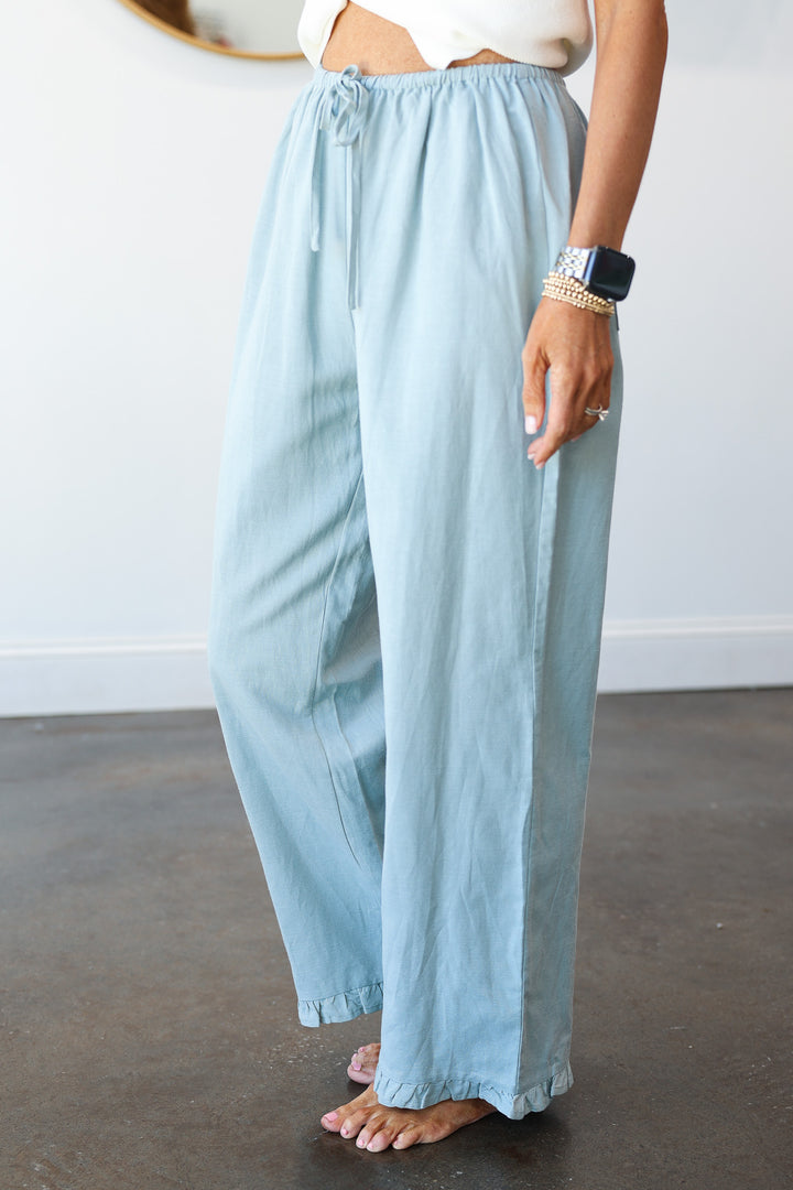 Ruffle Hem Pants - Sage