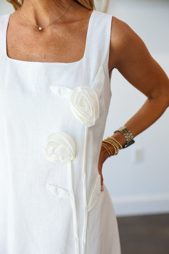 Rosette Mini Dress - Off White