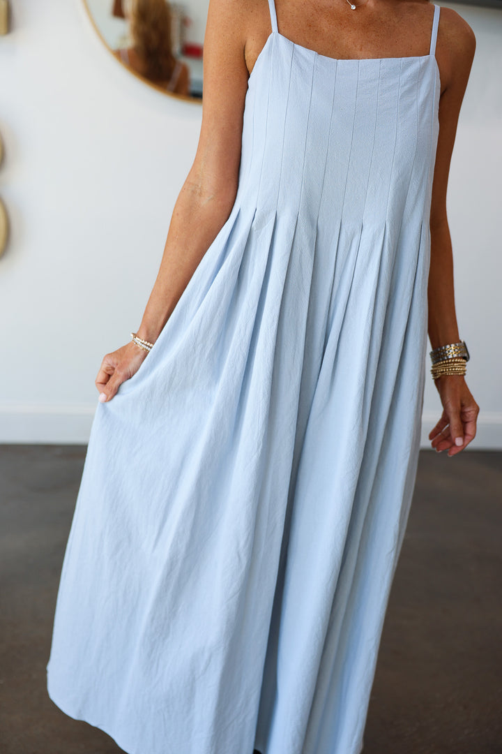 Pleated Midi Dress - Sky