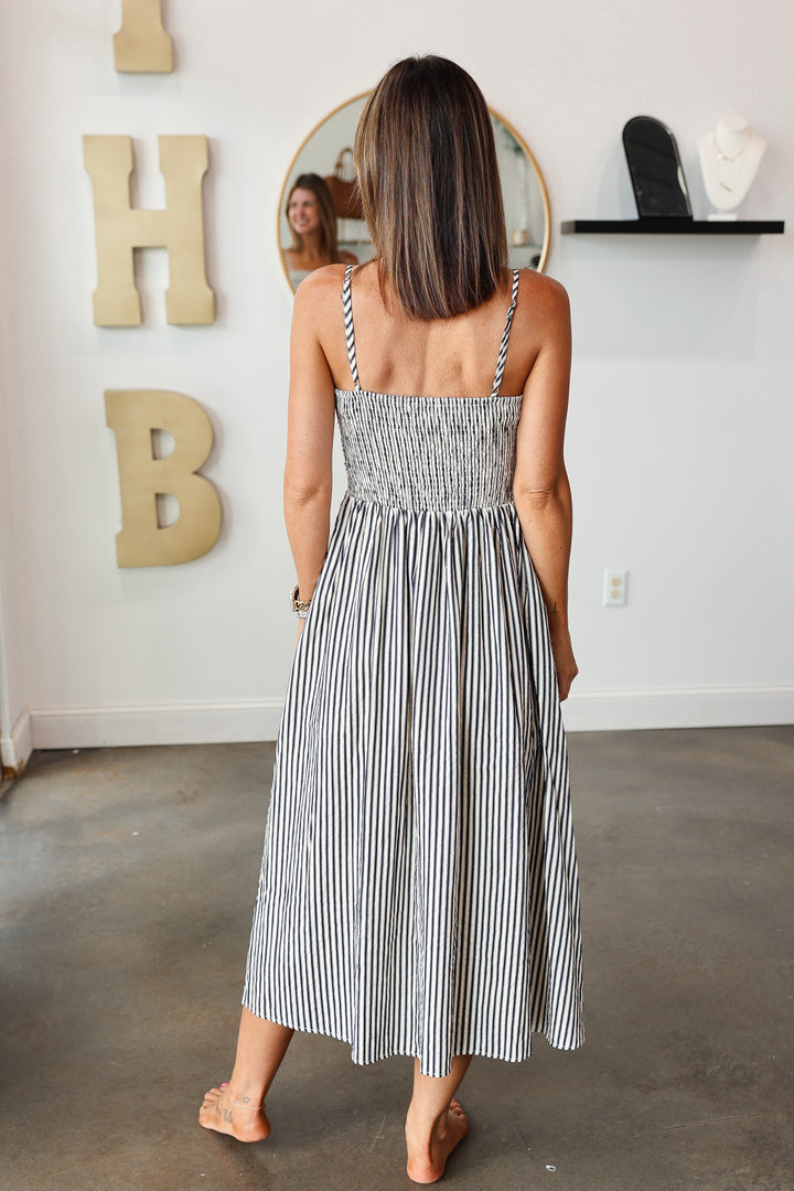 Striped Midi Dress - Black/White
