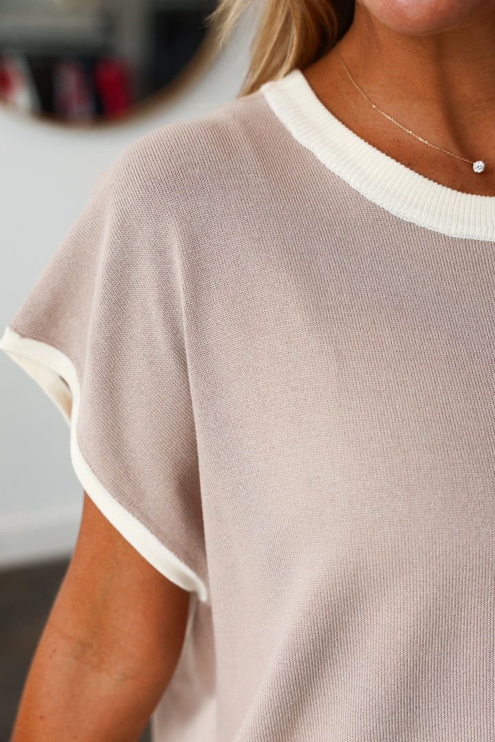 Relaxed Knit Top - Taupe