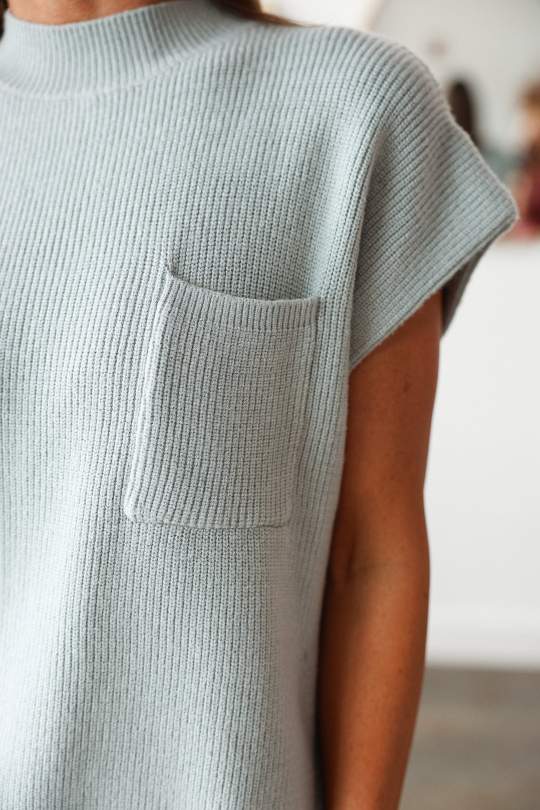 Mock Neck Short Sleeve Sweater