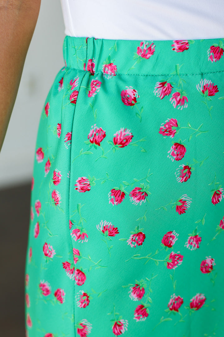 Floral Midi Skirt - Green