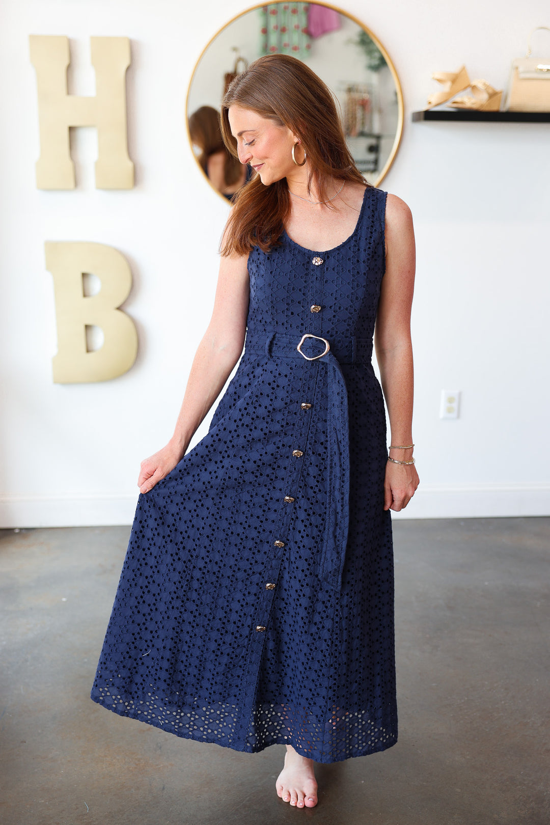 Belted Maxi Dress - Navy