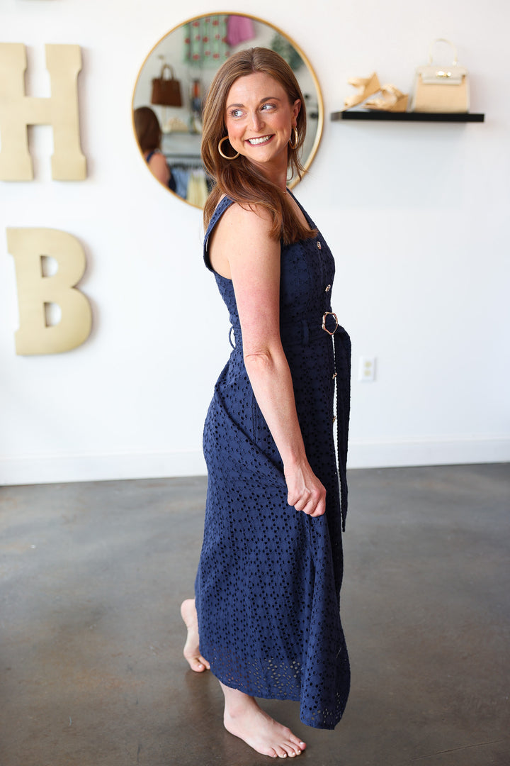 Belted Maxi Dress - Navy