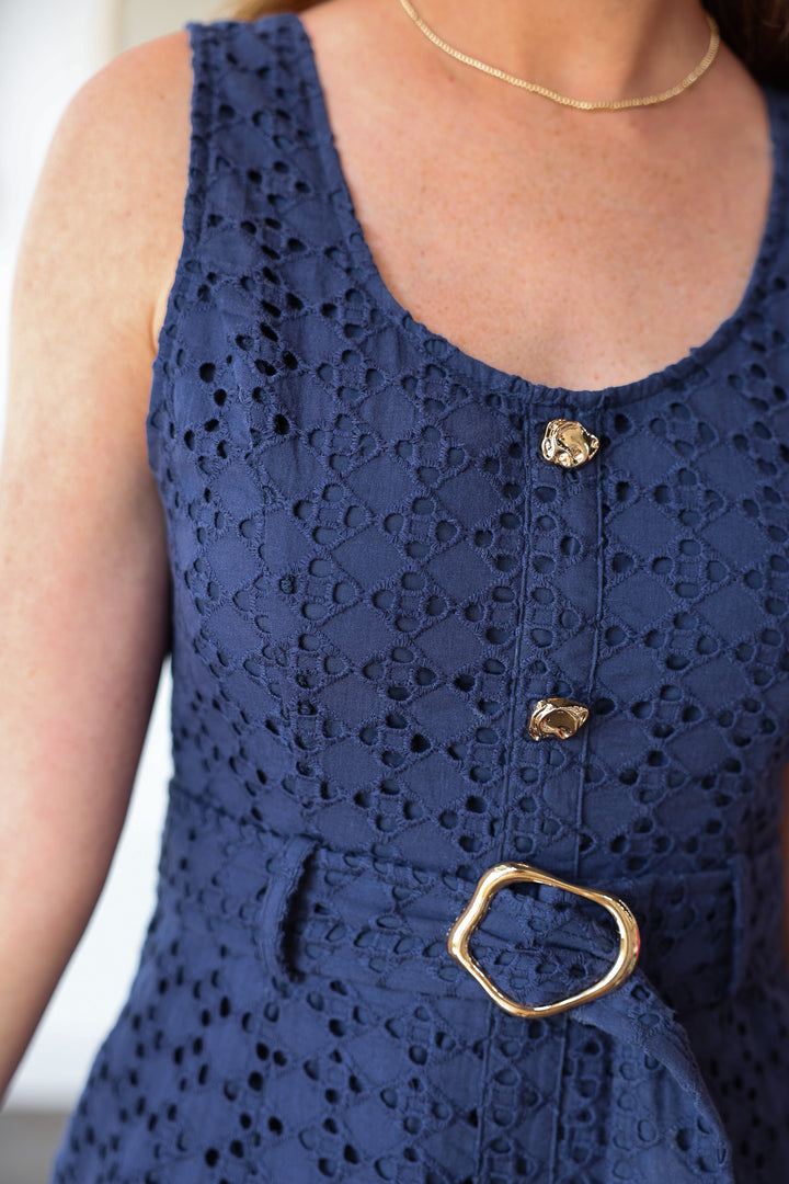 Belted Maxi Dress - Navy