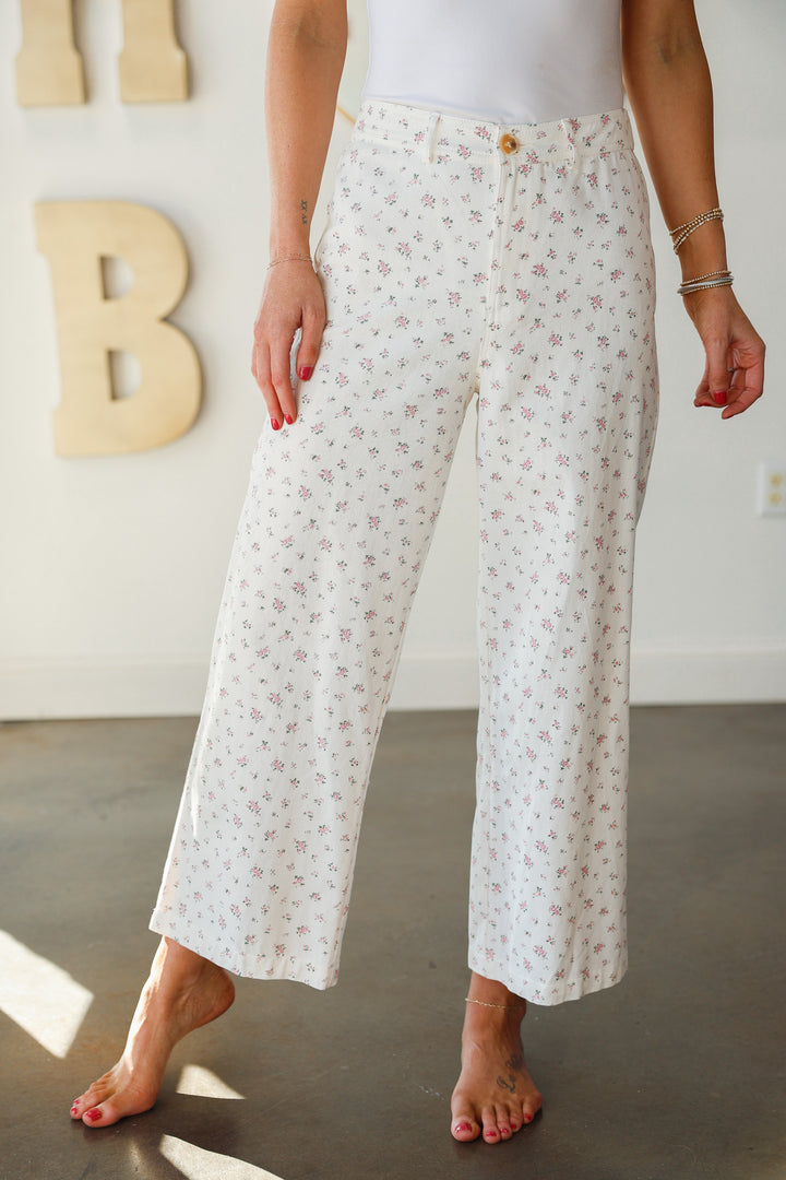 Floral Jeans - Cream