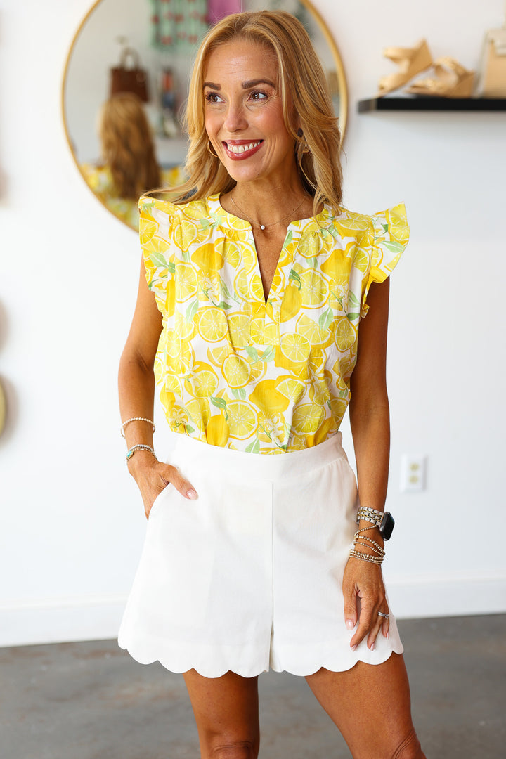 Lemon Print Top