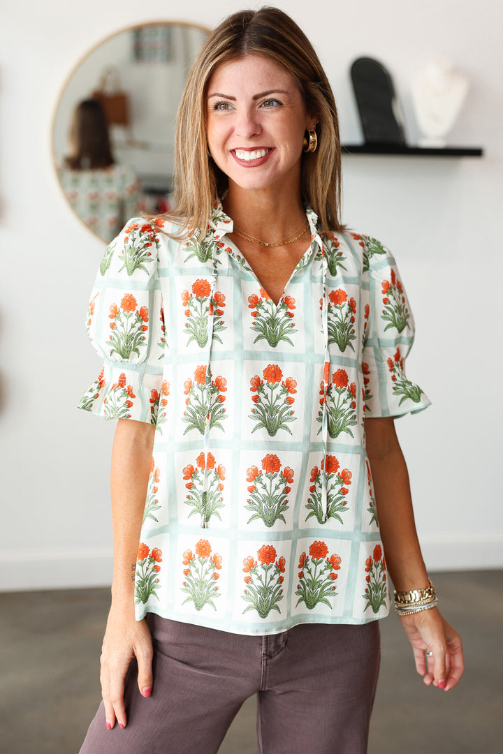 Pattern Block Top - Orange