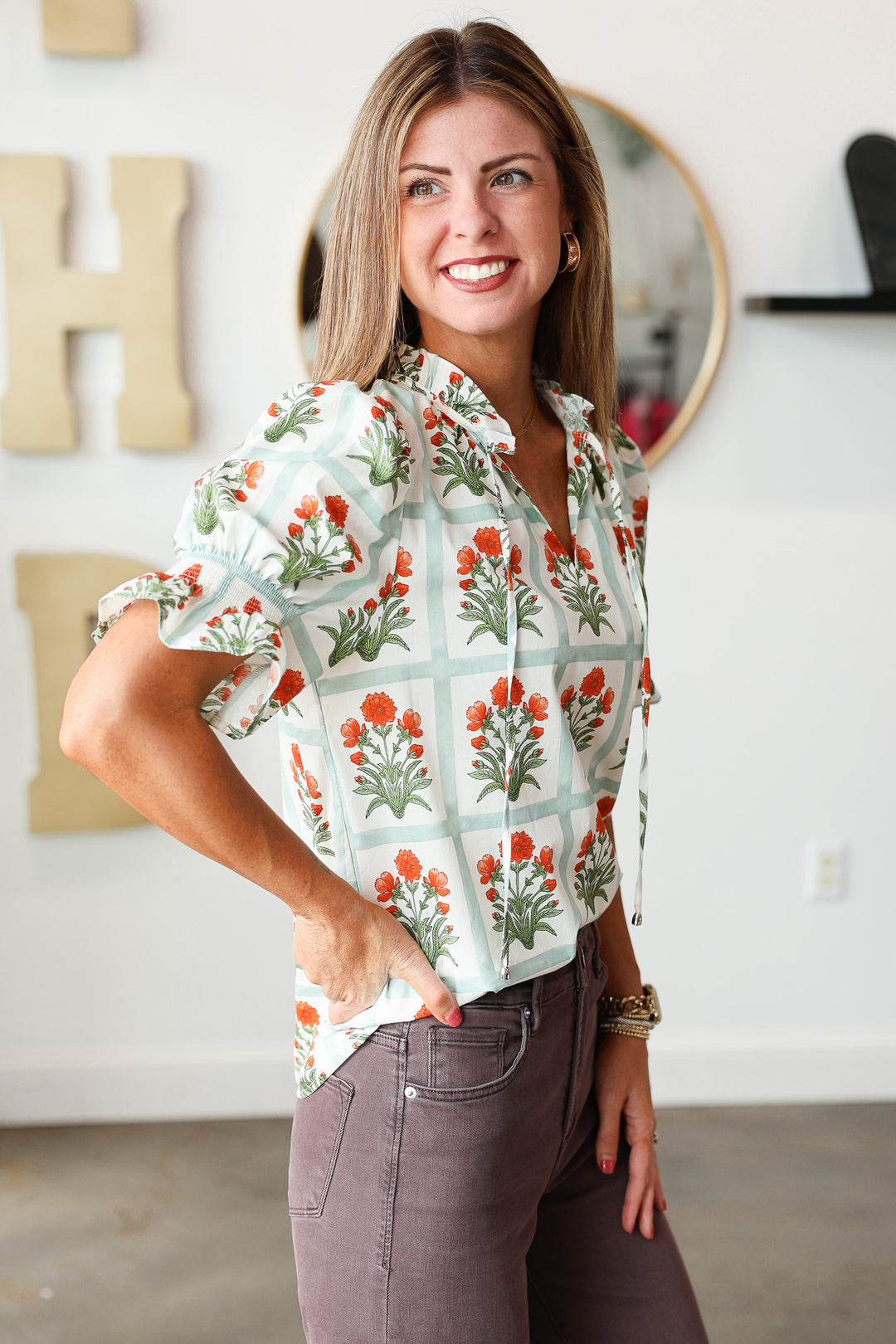 Pattern Block Top - Orange