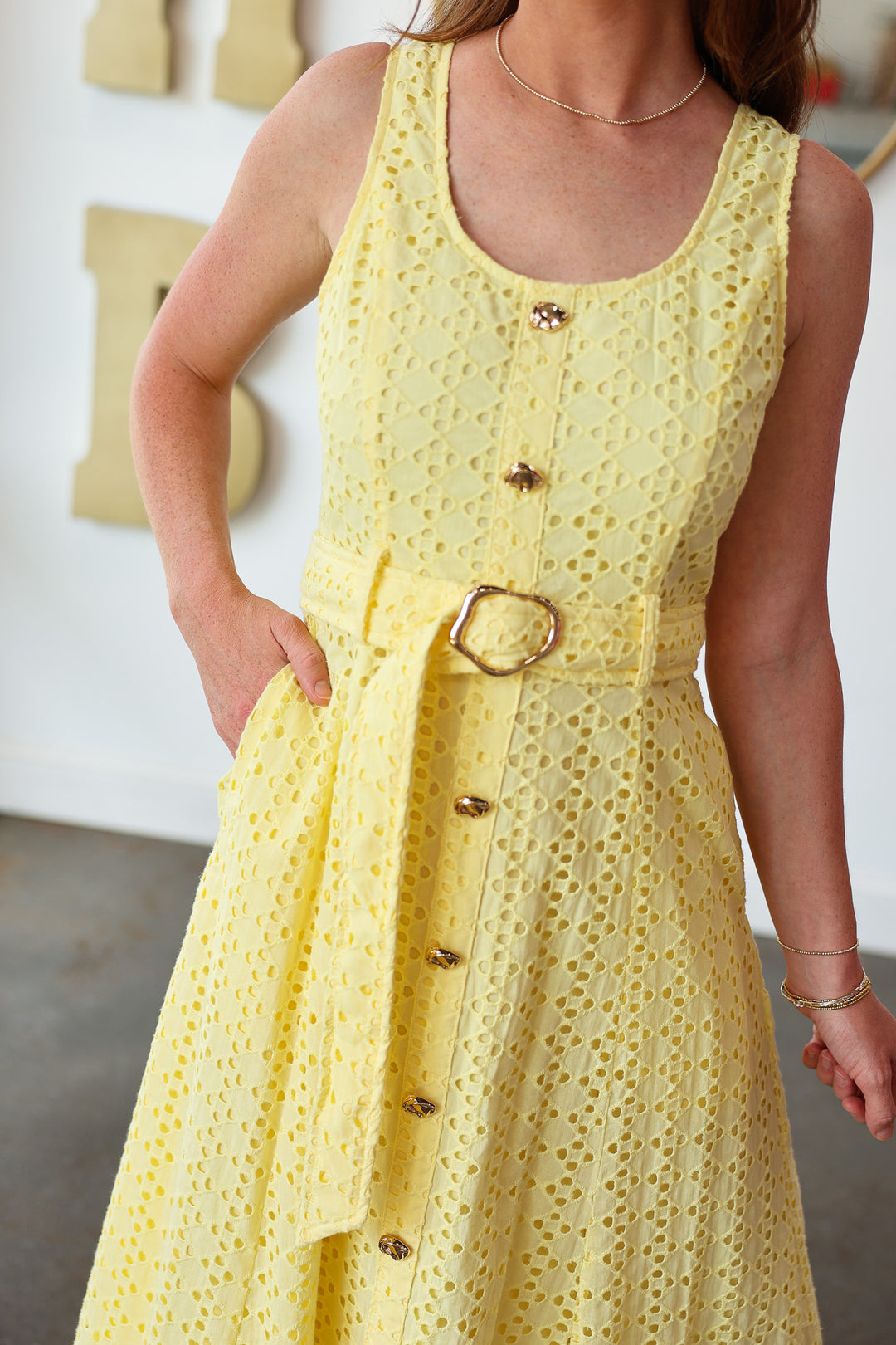 Belted Maxi Dress - Yellow