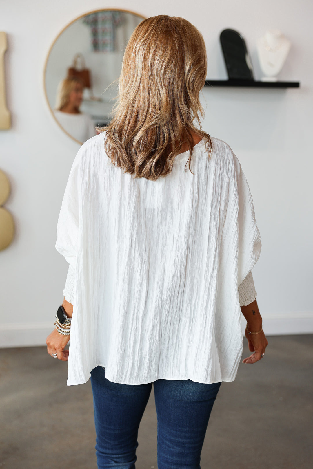 Smocked Sleeve Top - Cream