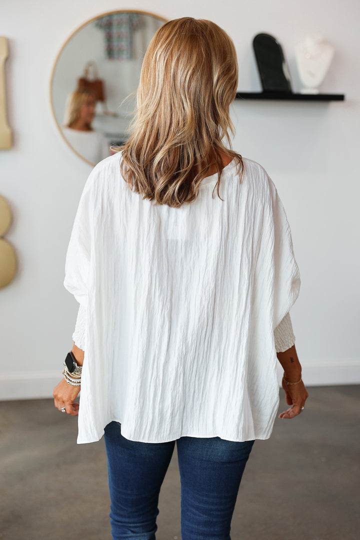 Smocked Sleeve Top - Cream