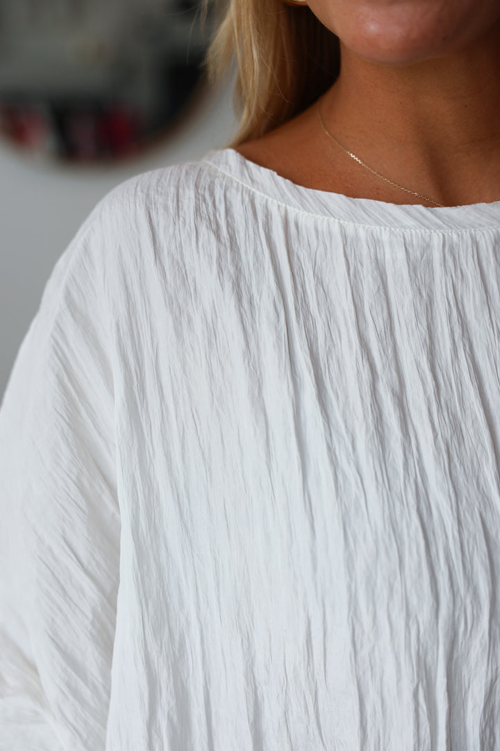 Smocked Sleeve Top - Cream