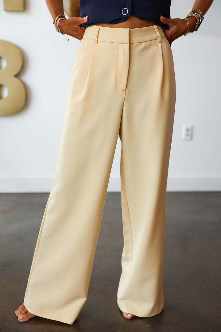 Wide Leg Pants - Yellow