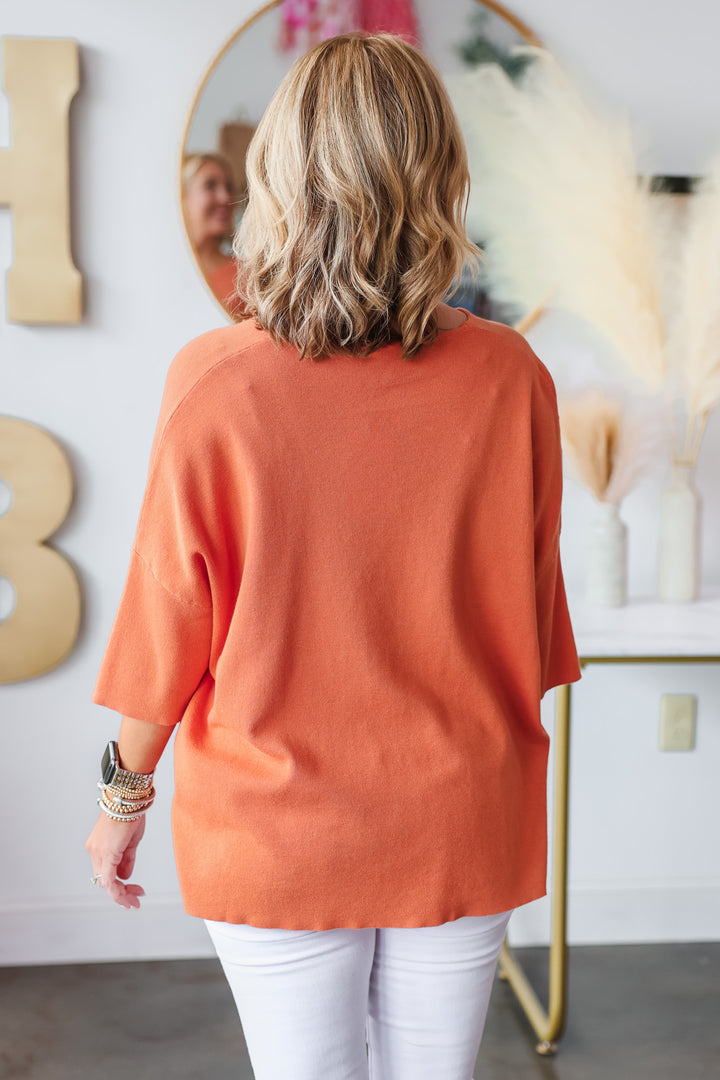 Oversized Knit Top - Orange