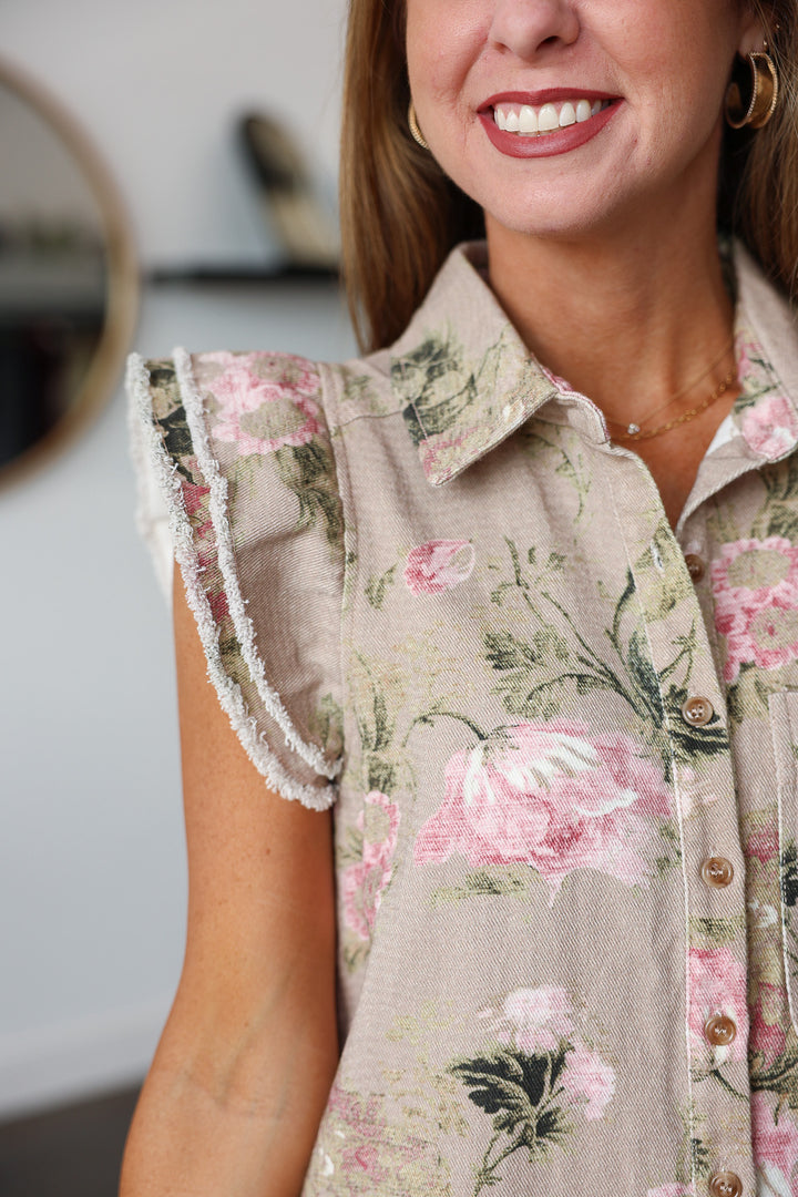 Floral Denim Top