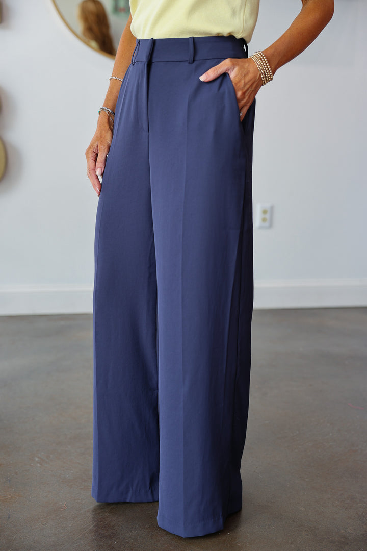 High Waisted Pants - Navy