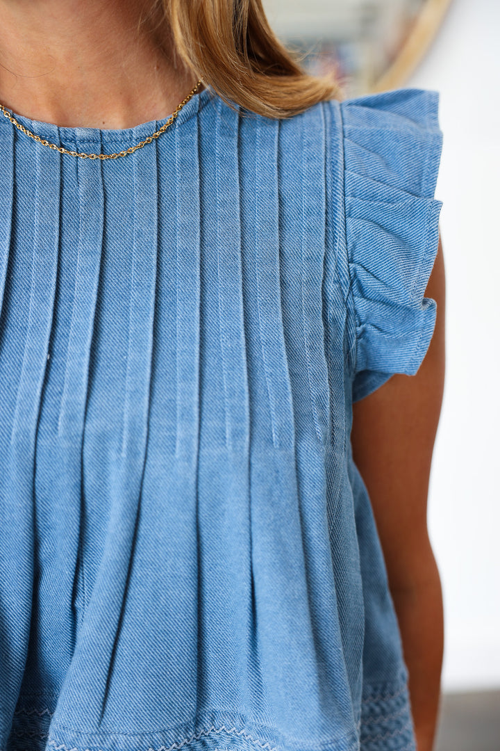 Ruffle Denim Top