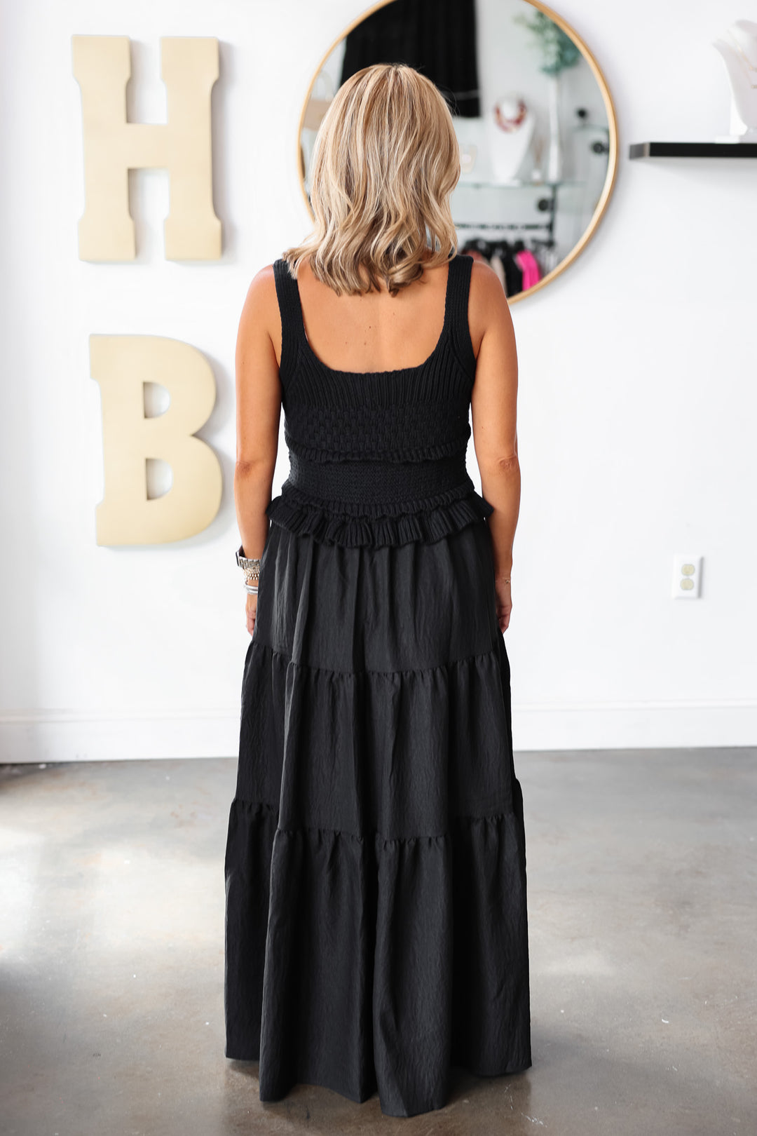 Mixed Media Maxi Dress - Black