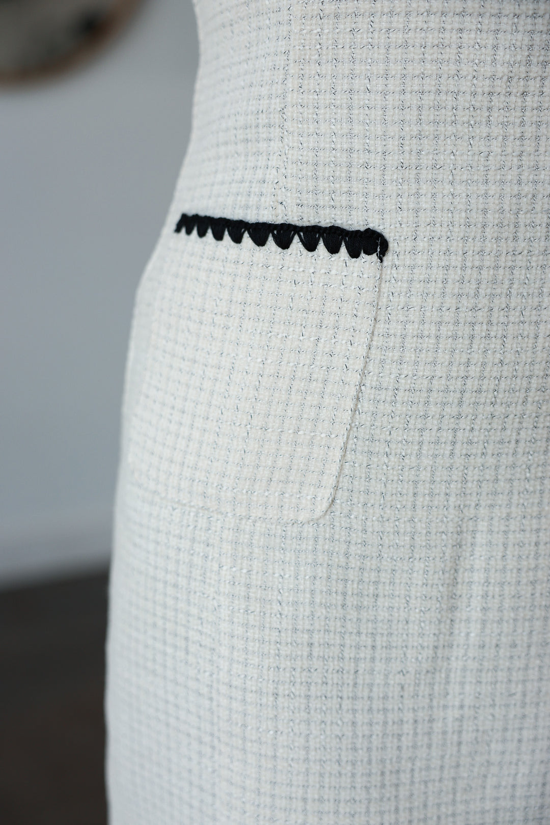 Contrast Trim Dress - Cream/Black