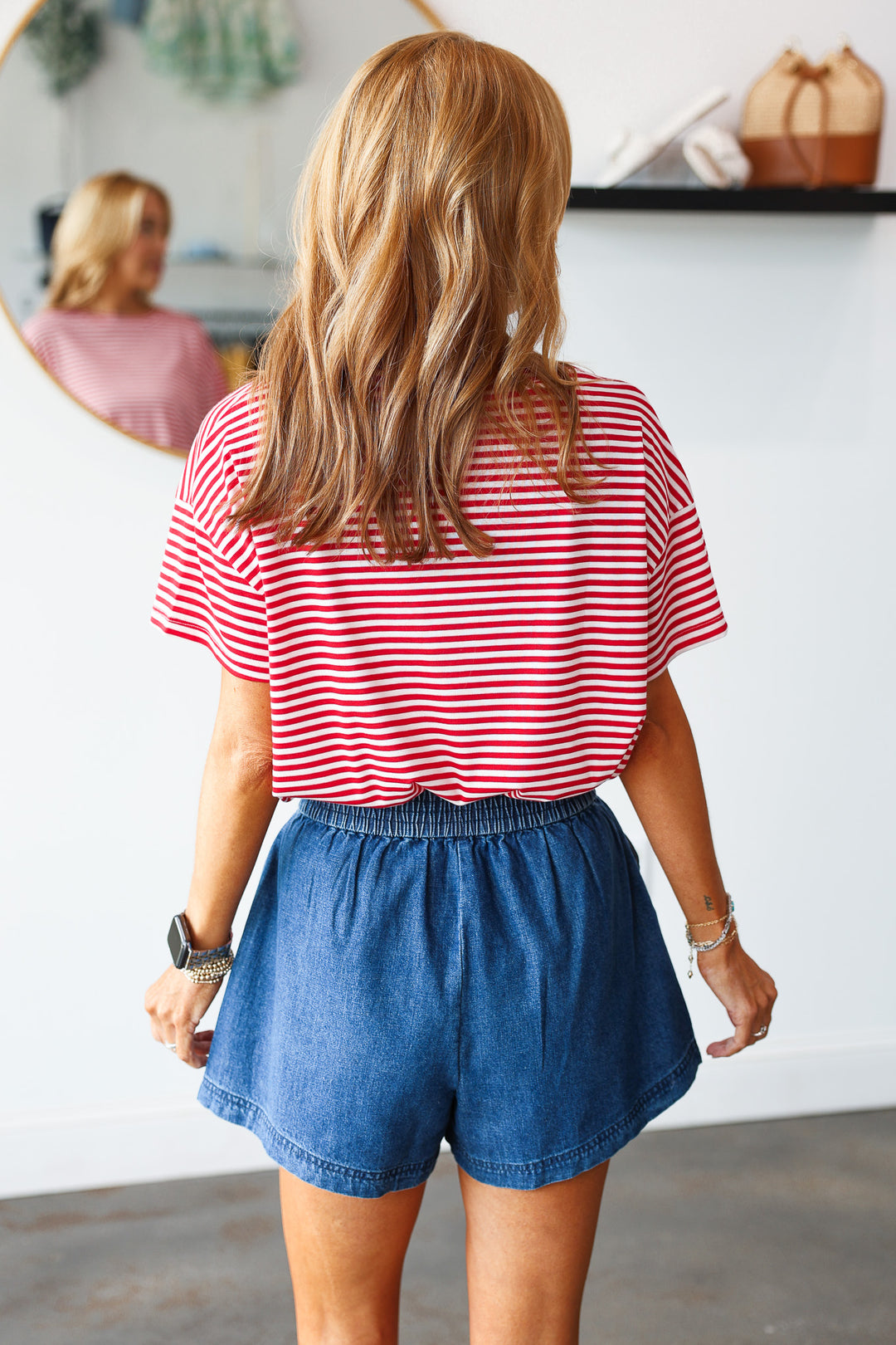 Tie Waist Denim Shorts