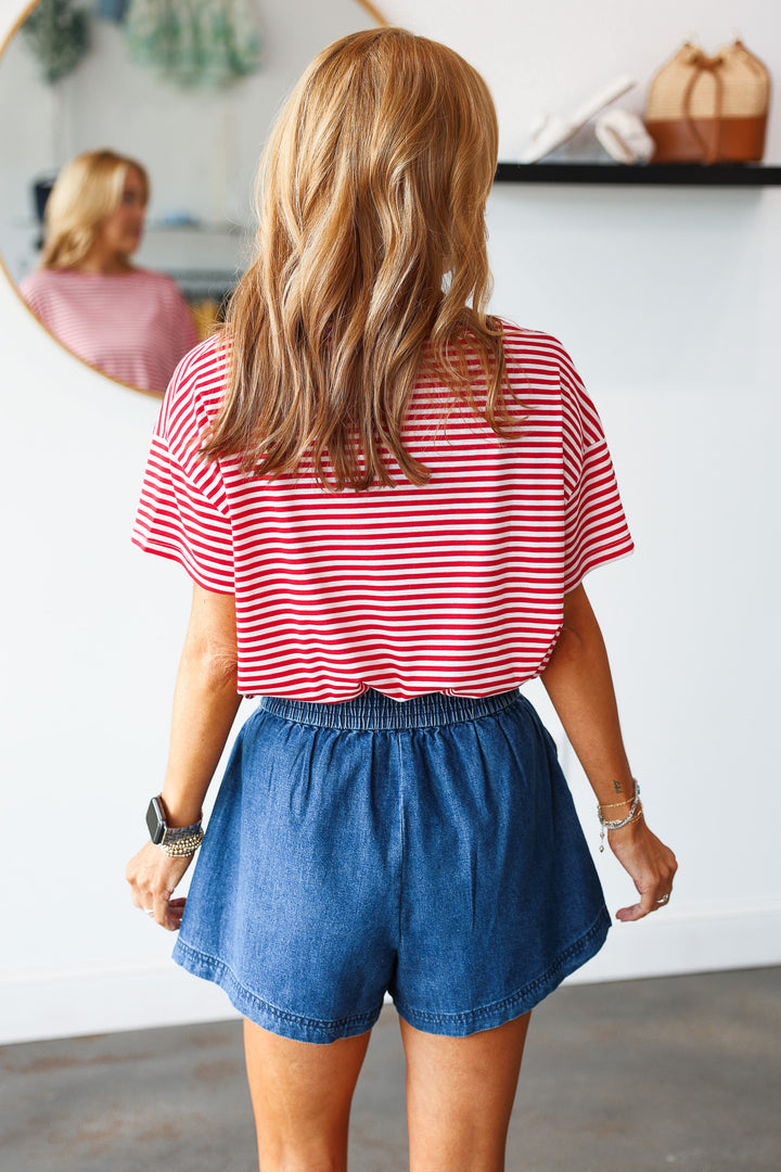 Tie Waist Denim Shorts