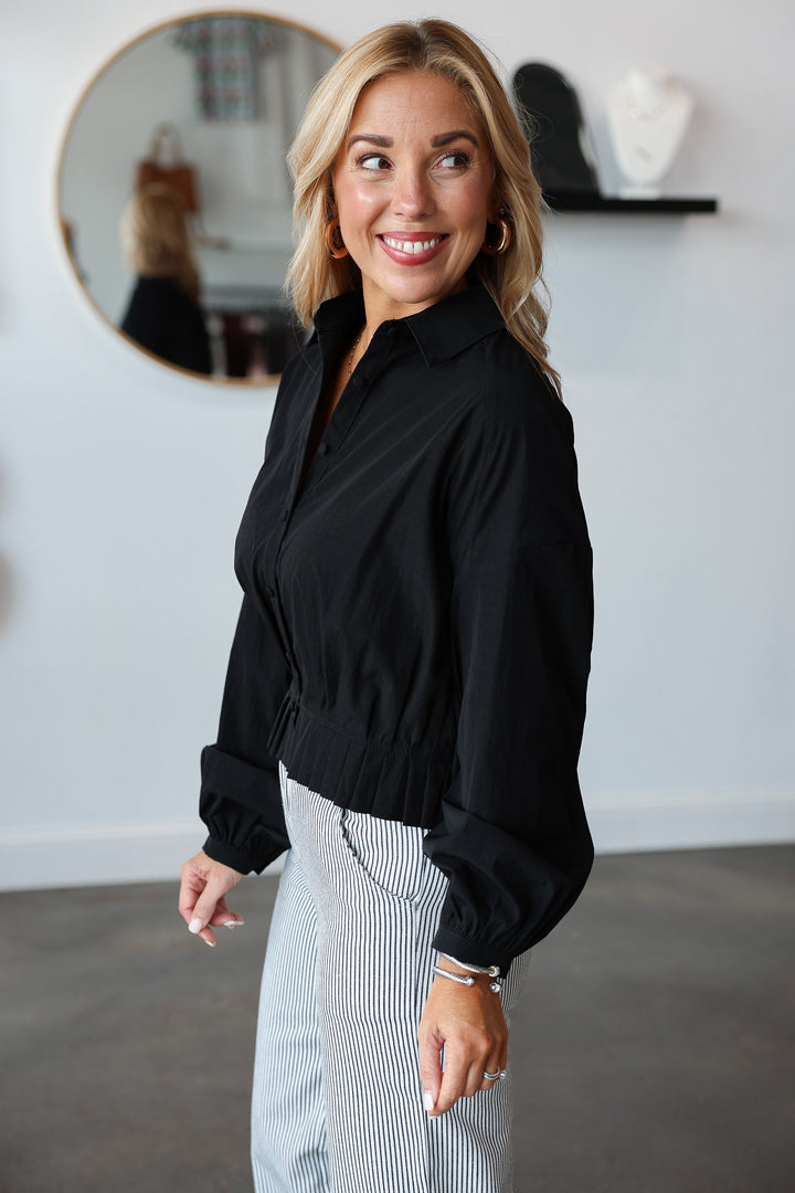 Pleated Hem Top - Black