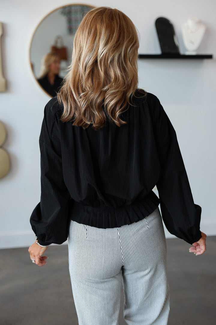 Pleated Hem Top - Black