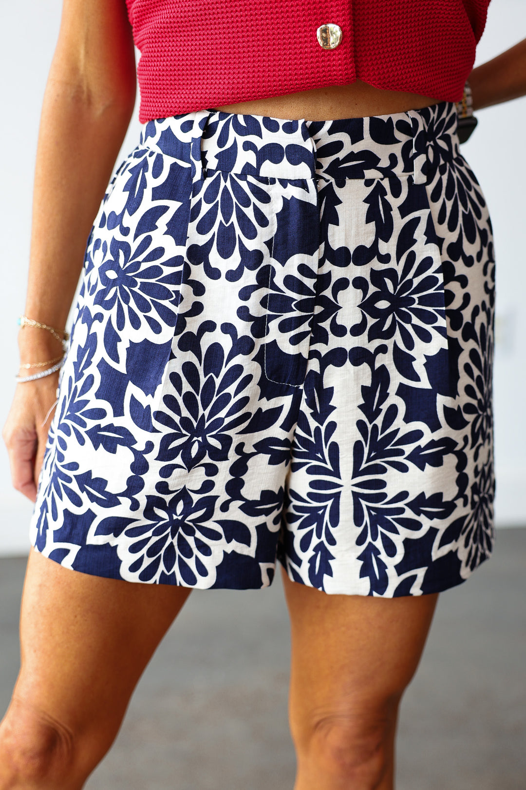 Printed Shorts - Navy