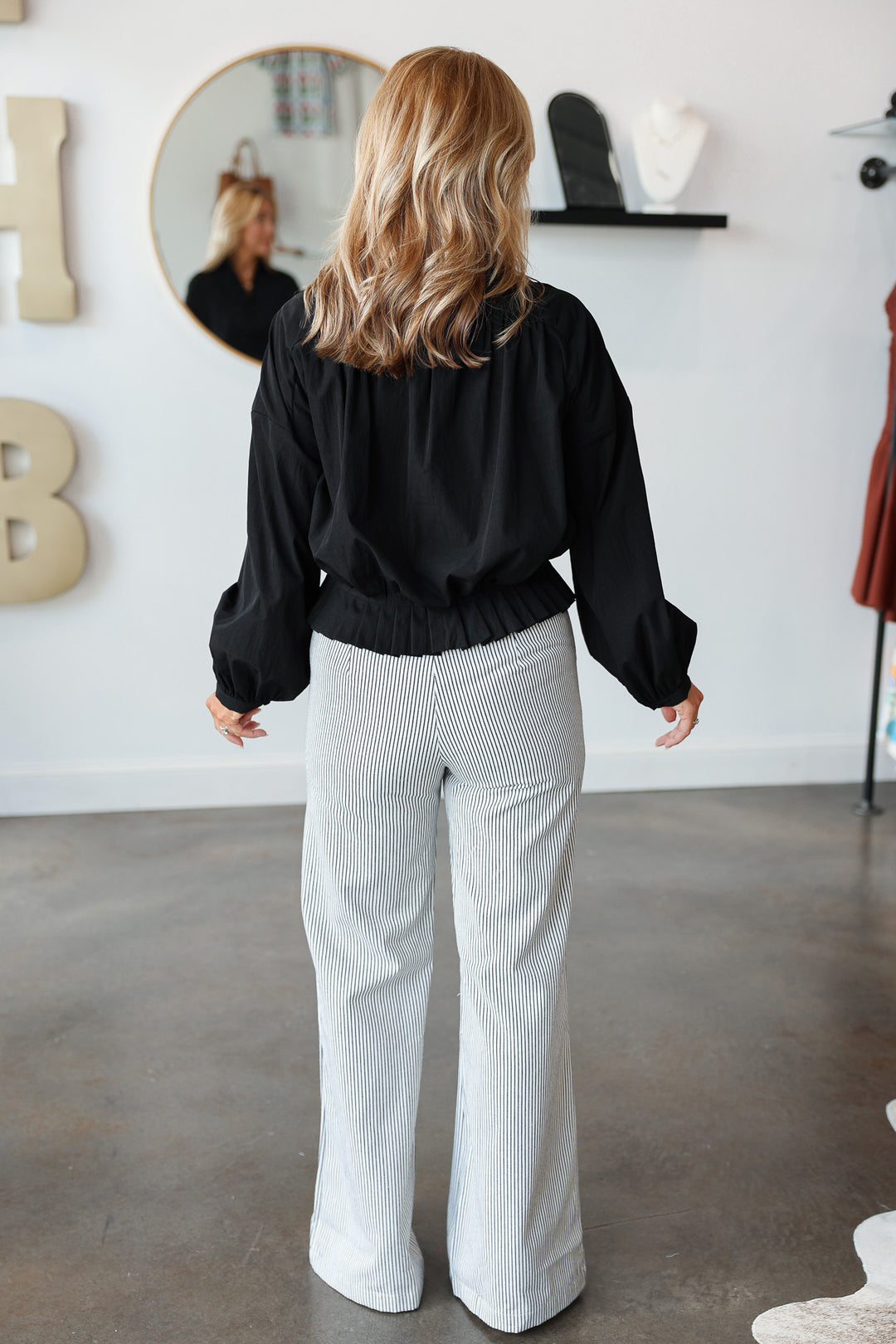 Striped Flared Pants - Black/White